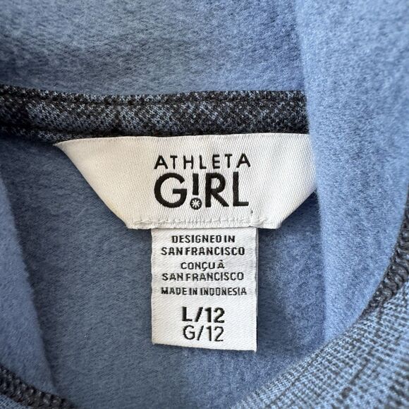 Athleta Girl In Your Element Hoodie 2.0 Blue Milky Way Comfy Girls Sz L 12 Soft - Picture 3 of 7